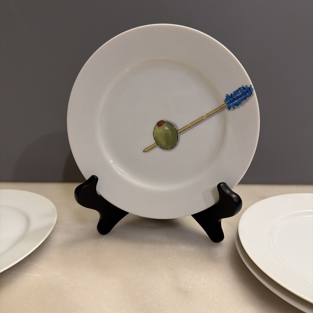 Set Of 5 Crate & Barrel Nancy Green Tidbits 6 .5" Tapas Bread Appetizer Plates - Picture 3 of 7